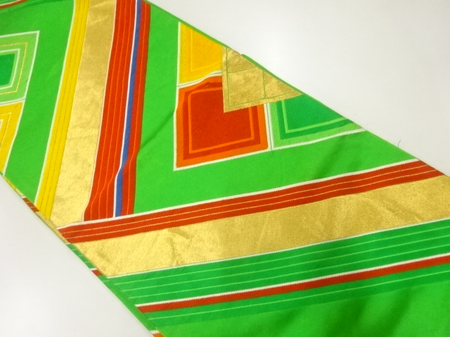 JAPANESE KIMONO / ANTIQUE FUKURO OBI / SILK / WOVEN RHOMBUS